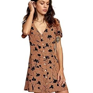 RVCA Floral Print Women's Dress - Black and Brown